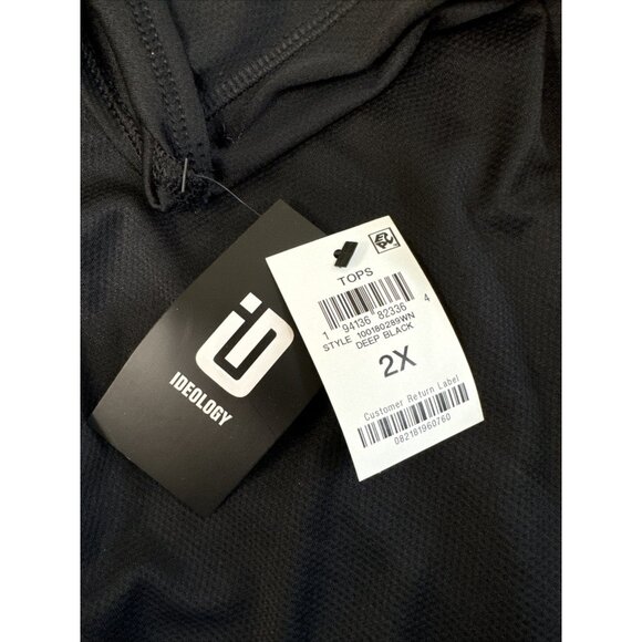 ID Ideology Plus Size Solid Birdseye Mesh Racerback Tank Top Women's 2X Black - Picture 4 of 4